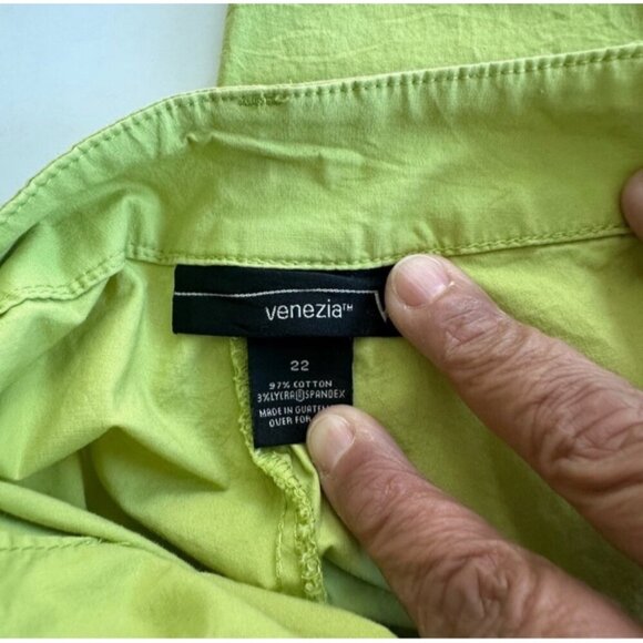 Venezia Plus Size 22 Light Green Cotton/Spandex Capris For Women - Picture 3 of 8